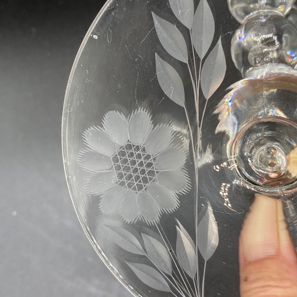 VTG 50s pair cornflower crystal candelabras W. J. Hughes. - Picture 3 of 4